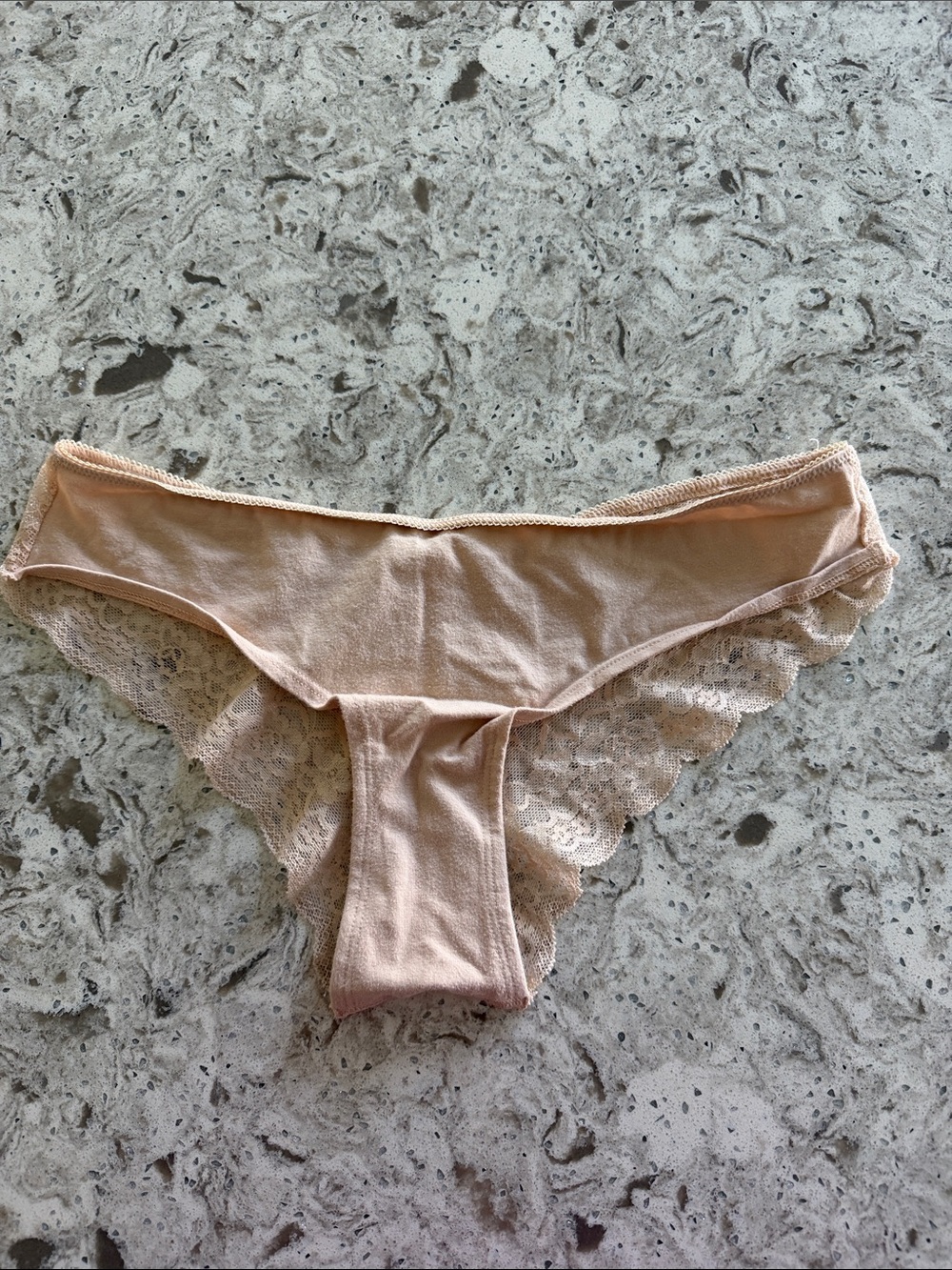 LNC PINK Lace Trim Bikini Briefs in Nude Blush